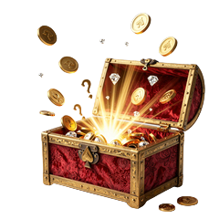 Goldene Lucky Box Mystery-Truhe mit M&uuml;nzen und magischem Schein