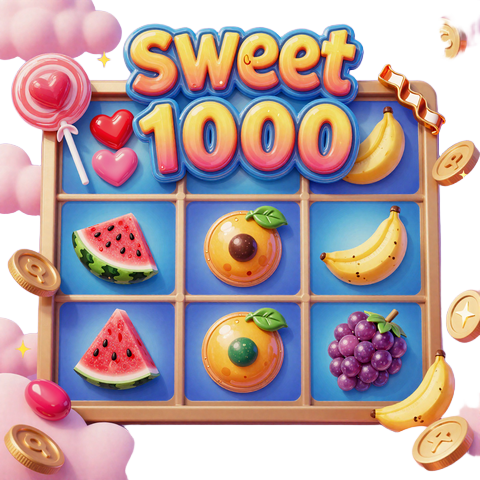 Sweet Bonanza 1000 Slot mit bunten S&uuml;&szlig;igkeiten, Fr&uuml;chten und Multiplikator-Bomben